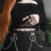 Gothic Waist Chain Alloy and PU Leather Body Chains with Rounded Circle Decor Body Straps Accessories for Women and Girl