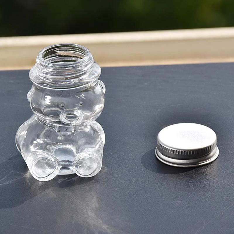 Tilted Bear Glass Bottle For Coffee Concentrate Milk Juice Leakproof Bottle With Lid Mason Jar Portable Empty Jar