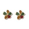 Christmas exquisite, niche, simple fashion, colorful flower stud earrings, versatile daily commuter girl