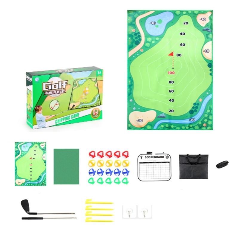 Golf Chipping Game Indoor Practice Golf Practice Mat and Dart Board Mat Set Golf Hitting Mat Golf Training Mat Set