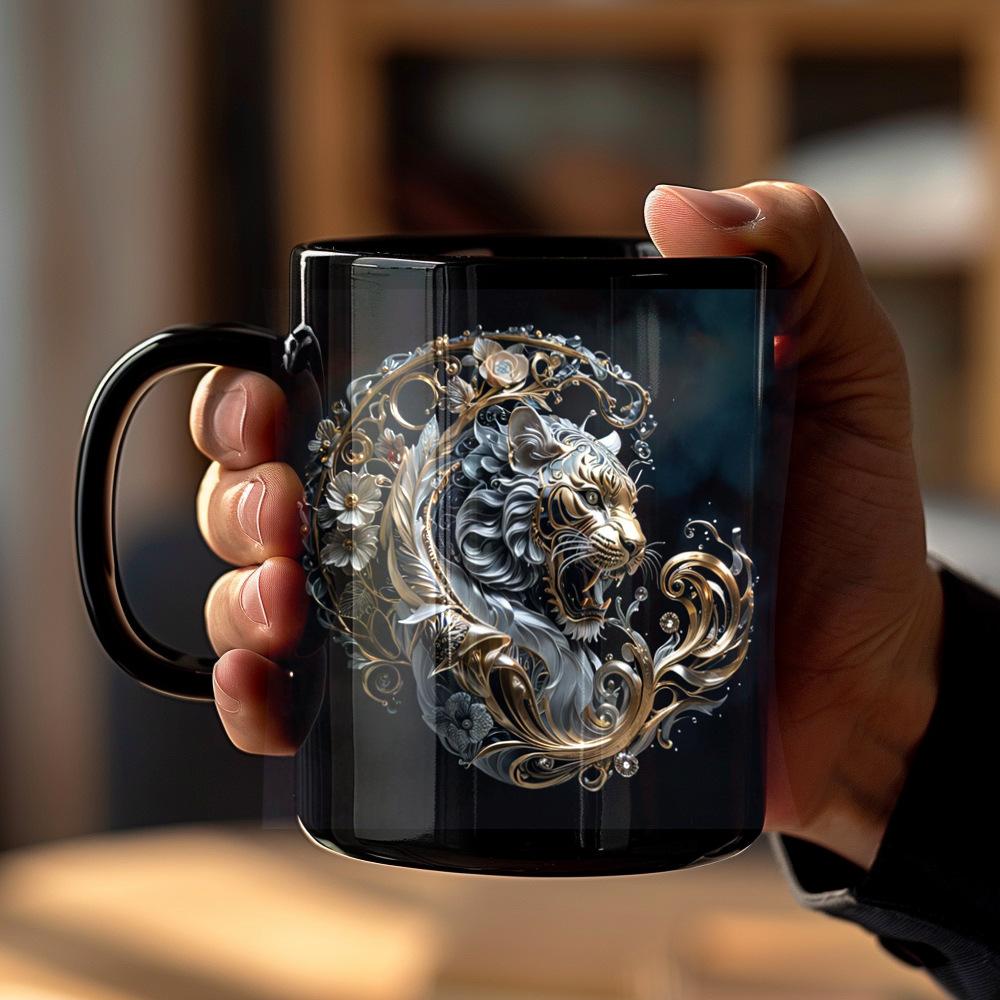 Tiger Lion Ceramic Coffee Cup 3D Milk Tea Water Cups Creative Breakfast Mug Household Drinkware Birthday Gift