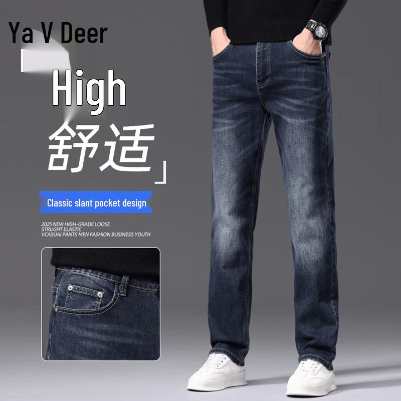Yalu Men s Loose Straight-Leg Stretch Jeans 34 сине-серый