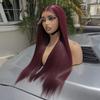 AIMEYA Burgundy Long Silky Straight Wig 13x4 Synthetic Lace Front Wigs for Women Heat Resistant Natural Hairline Daily Wear