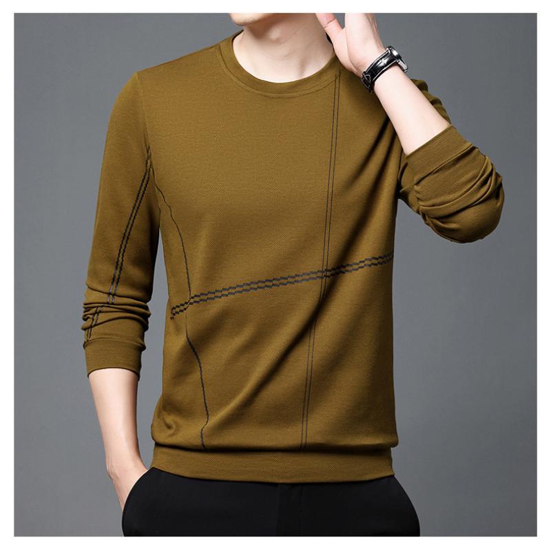 Spring and Autumn Thin Sweatshirt Slim Base Shirt Top Men's Pullover Round Neck Casual Versatile Long Sleeve T-shirt
