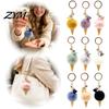 Decorative Key Chain Plush Ice Cream Keychain for Backpacks, Fluffy Cone Keyring Decor Bag Charm, Pendant with Metal Ring