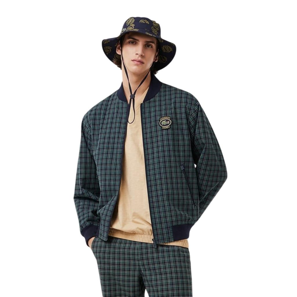 Lacoste Mens Plaid Regular Bomber Jacket