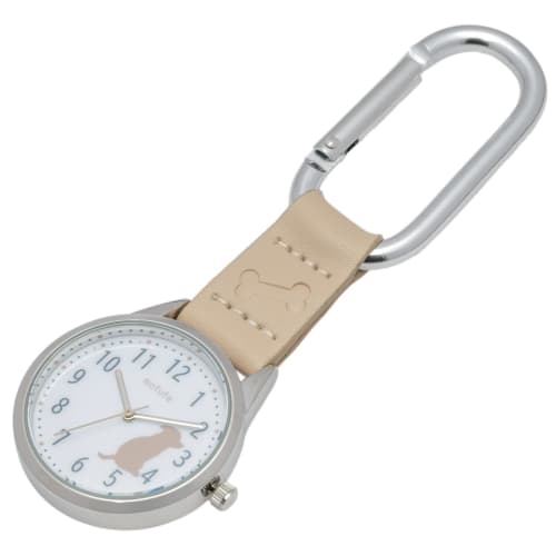 Fieldwork Women's Analog Pocket Watch with Carabiner, Animal Design, Yorkie Dog, Beige, MKK2316-2