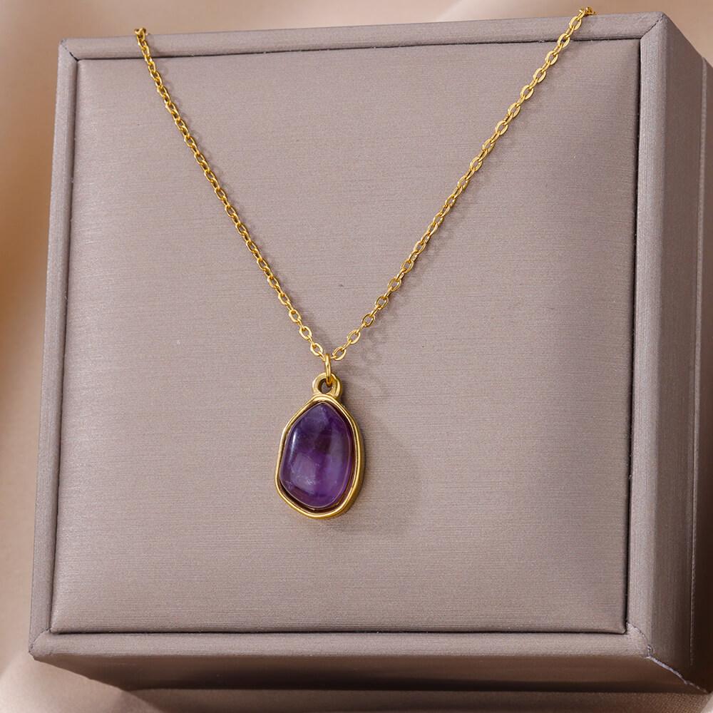 Aesthetic Opal Oval Necklace For Women Gold Color Chain Stone Pendant Necklace Stainless Steel Jewelry Wedding Gift Bijoux Femme