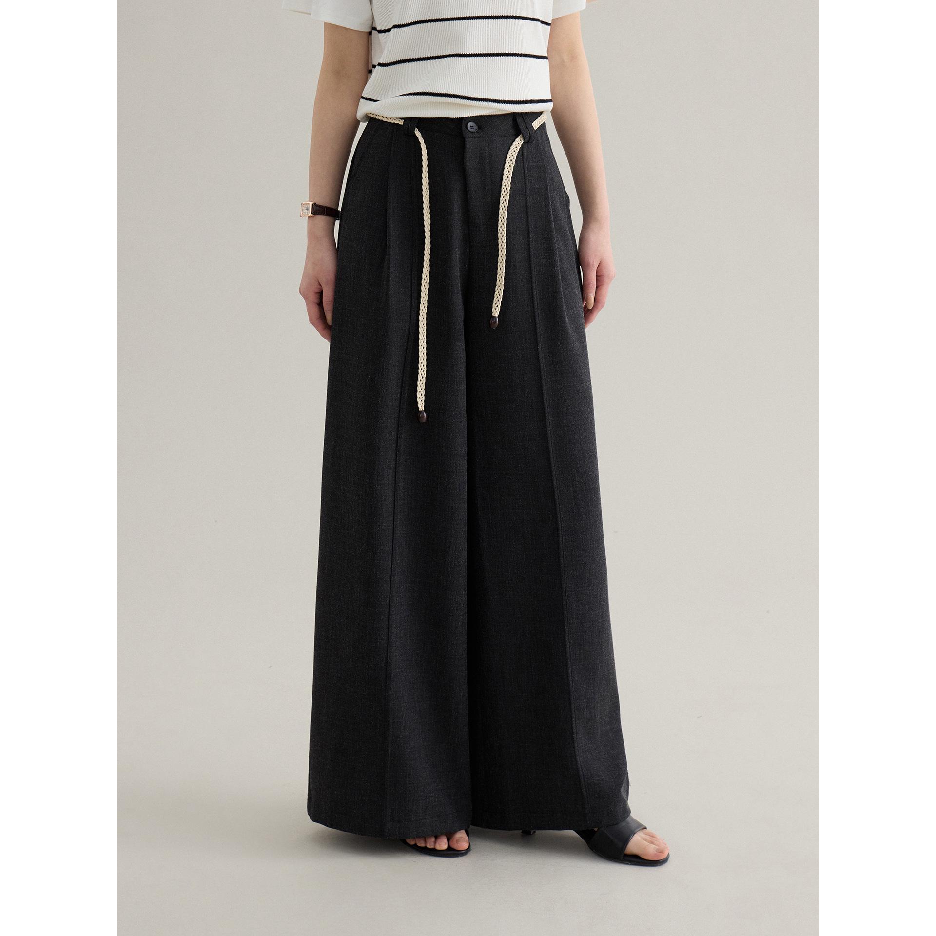 Ge Ming Women s High-Waisted Straight Wide-Leg Pants - Korean Style, Spring 2026 Collection (W0088D) S (90-105cm)