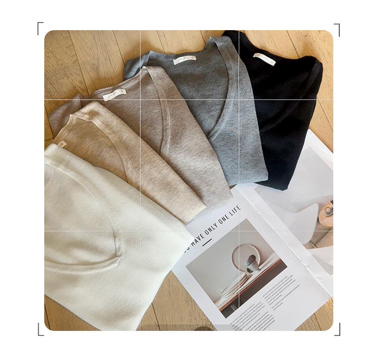 Winter 2025 Women's European-Style Knit Base Layer with Deep V-Neck - Unique and Mature Design