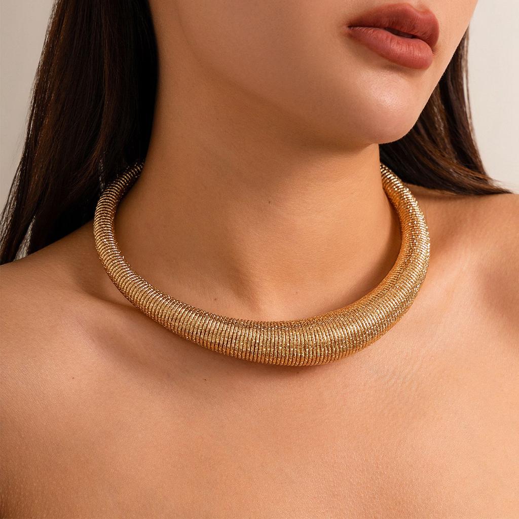 Women Snake Chain Necklace Geometric Jewelry Shiny Hook Eye Clasp Snake Chain Collar for Party