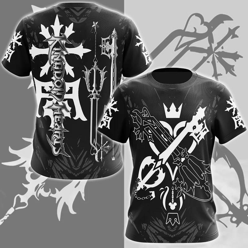 Anime Gra Kingdom Hearts Koszulki Cosplay Nadruk 3D Unisex Koszulka Męska Damska Krótki Rękaw Harajuku Oversize Męski Top z Postaciami z Kreskówek