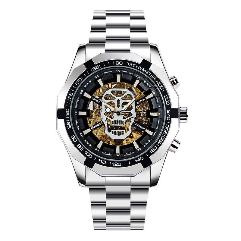 Automatic mechanical watch, fashionable hollow gold automatic mechanical watch, business skull watch