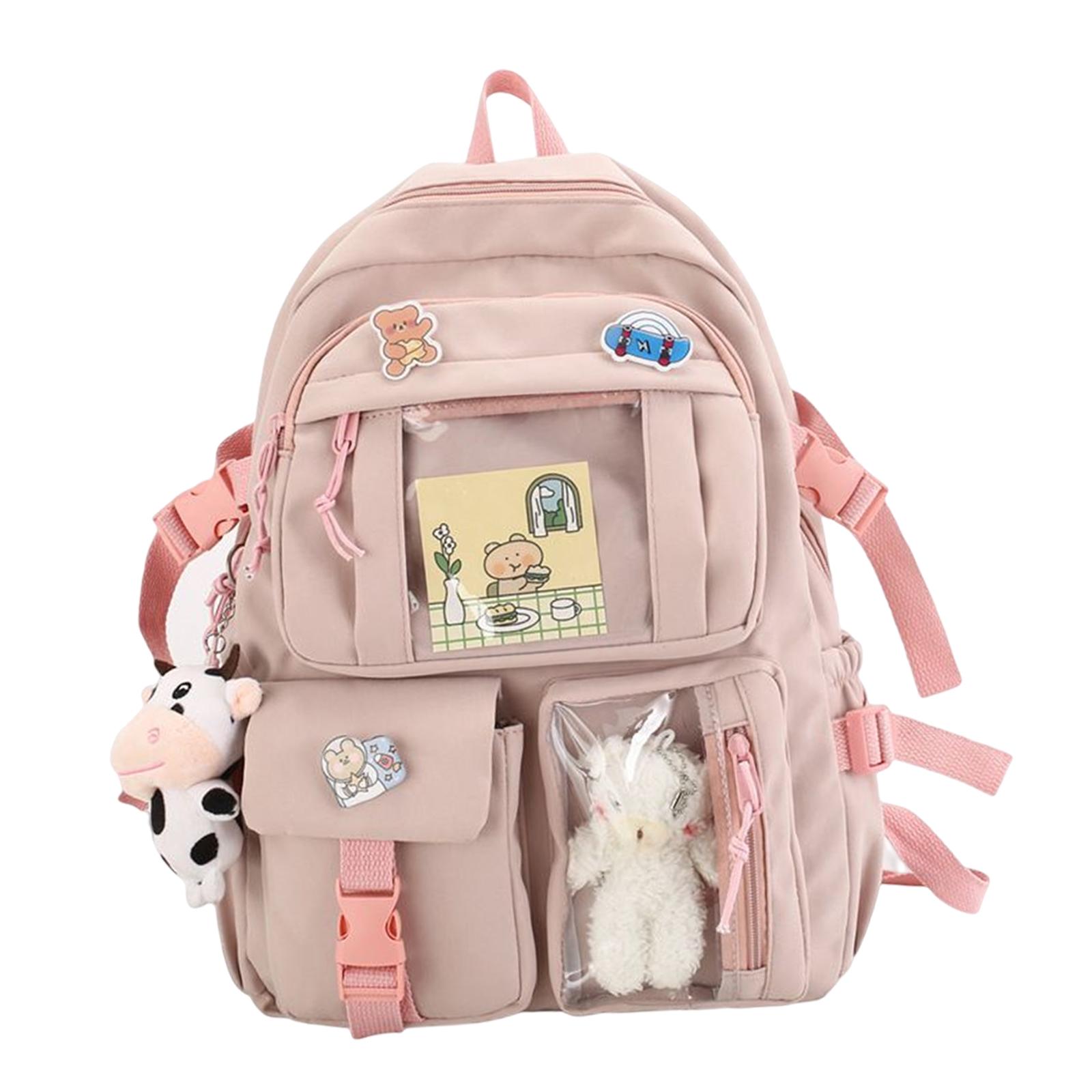 

Women Backpack Schoolbag Travel Bag with Side Pockets Gift Lady College Backpacks for Toddlers Boys Girls Teenager Girls розовый