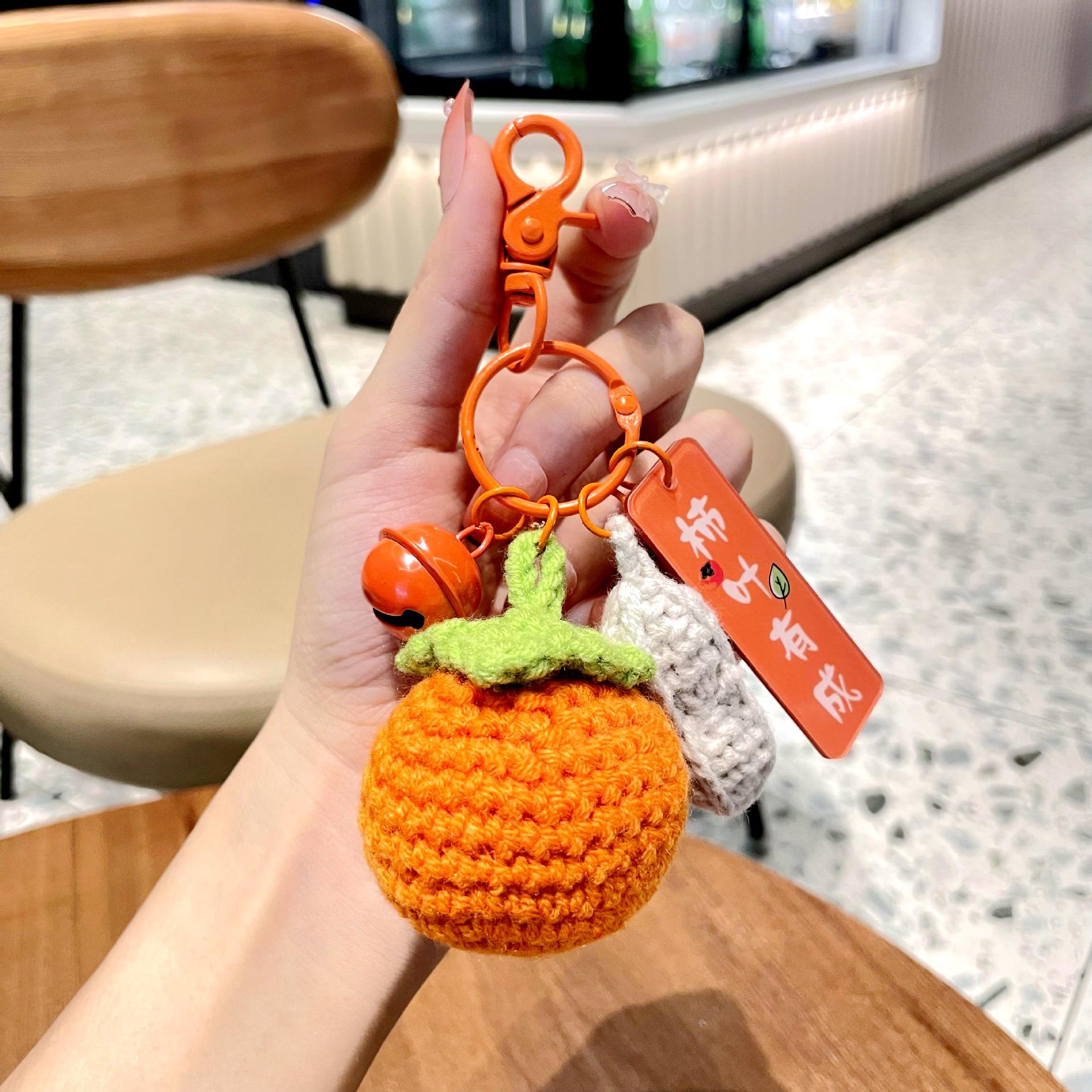 

Good Things Happen Keychain Pendant Handmade Wool Woven Peanuts Exquisite Female Persimmon Ruyi Backpack Bag Trinkets