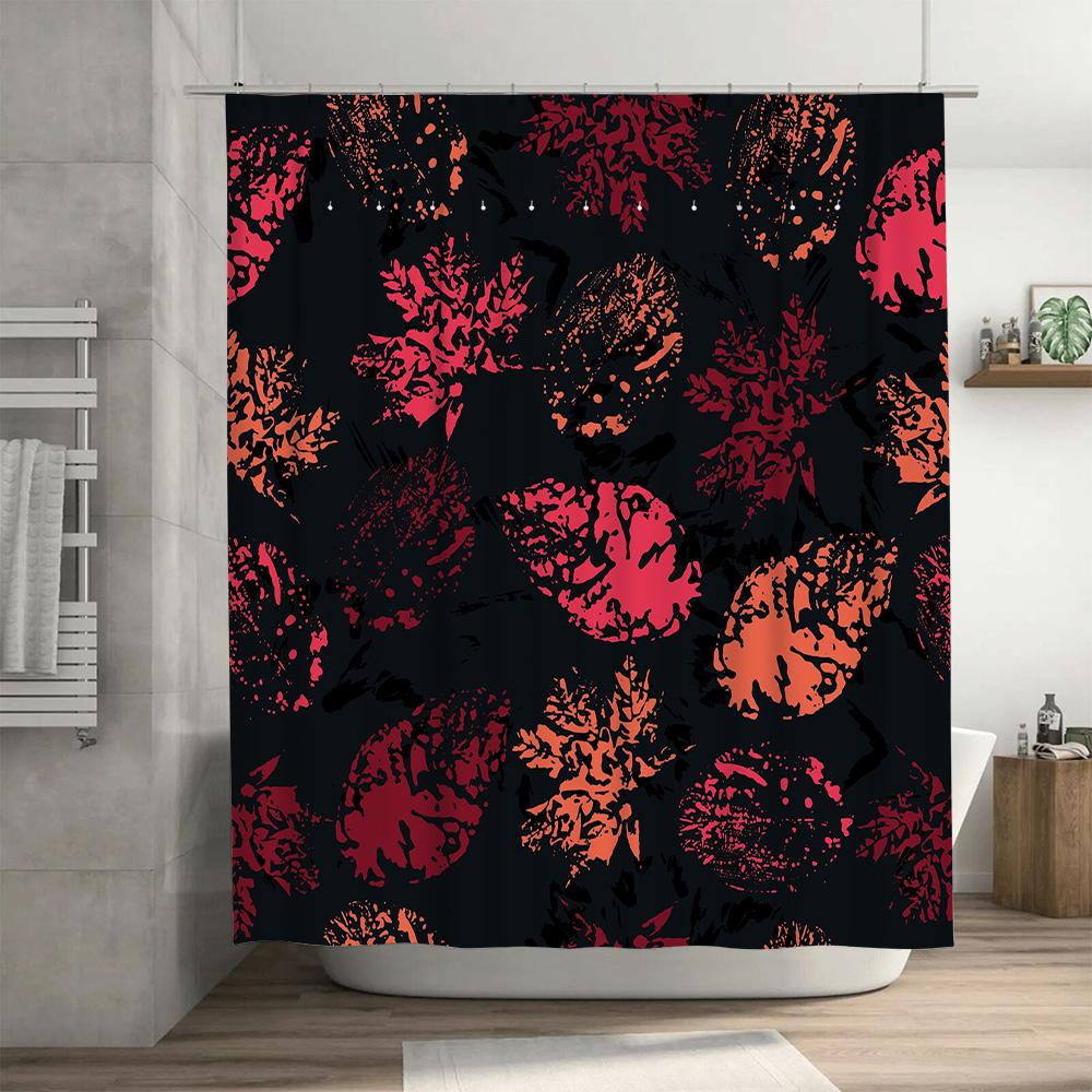 Black and Pink Floral Shower Curtain with a Waterproof PVC Coating for Bathroom Decor In Black, Red, Orange Color Pattern AliExp