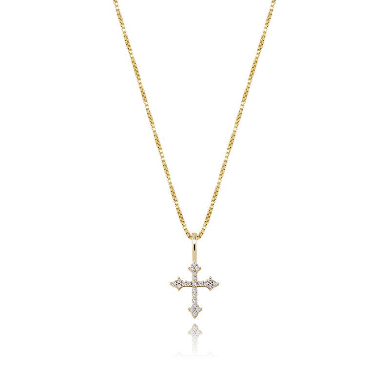 Trendy 925 Silver Cross Zircon Pendant Necklace - European & American Hip-hop Style