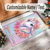 Alfombra de Suelo de Terciopelo de Cristal con Temática de Unicornio, Alfombra Cálida Personalizada con Nombre y Texto, Decoración del Hogar