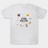Men Black Print T-shirt Stars Hollow No-Cut Transfer Paper Print Cotton Tshirt