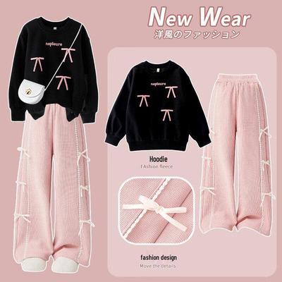 Ensemble sweat à capuche élégant et pantalon large pour filles Moonkids Printemps/Automne 2026