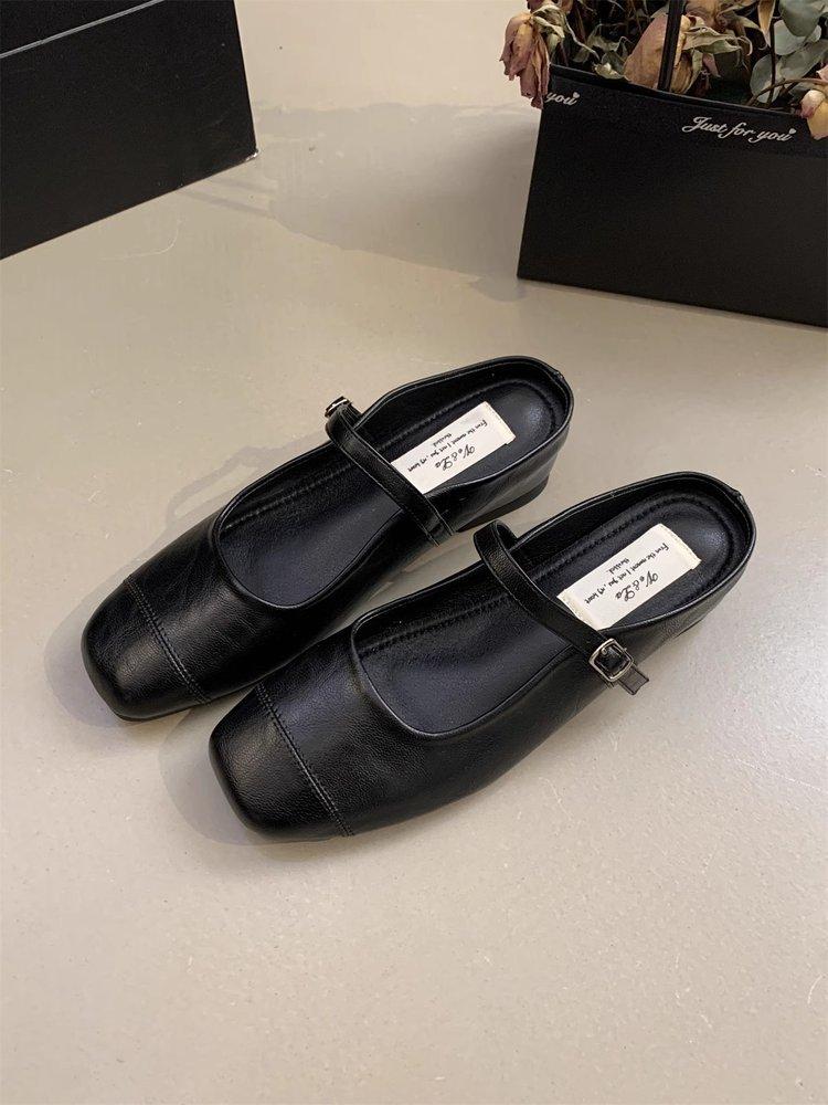 

Inner heightened platform silver single shoes bag head half slippers women wear summer French sandals fairy style Mary Jane shoes 35