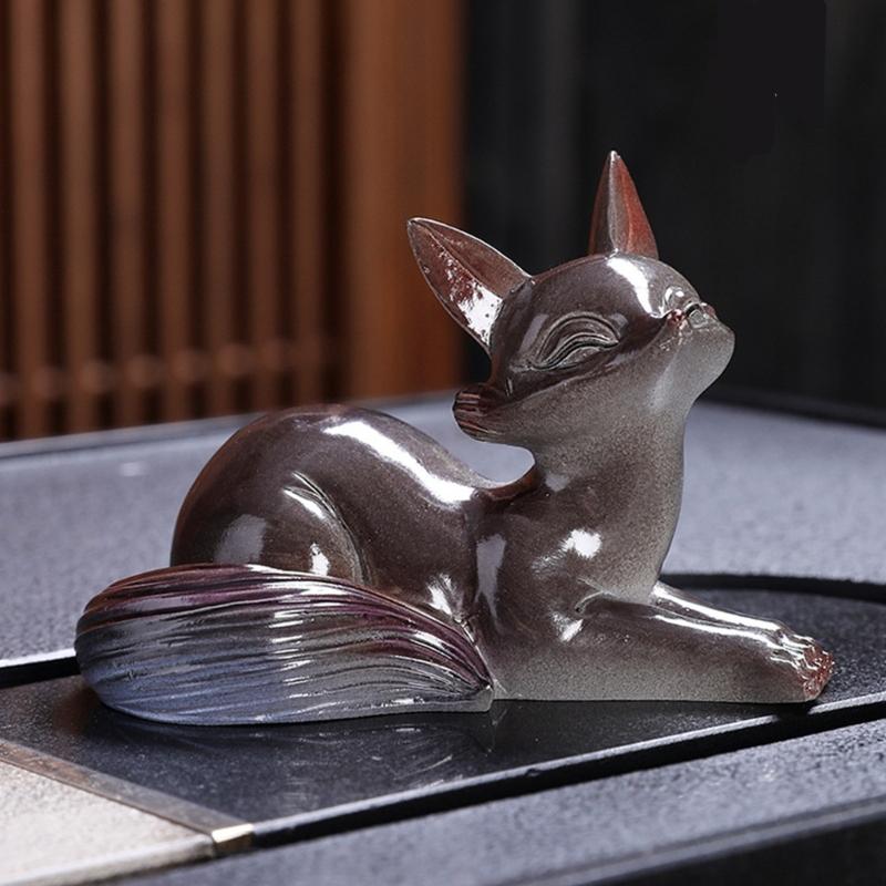 Hitzebeständige Farbwechselnde Keramikfüchse Tee Haustier Handgefertigte Figur Für Haus Büro Dekoration