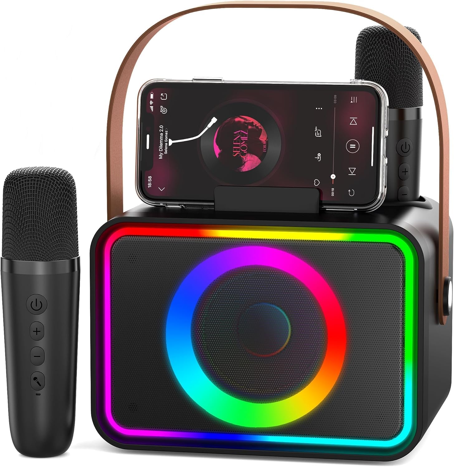

POWADD Karaoke Portable Speaker Set with 2 Bluetooth Karaoke Wireless Compact PA Japanese Instruction Manual Machine, 5.3 Microphones, Microphones,