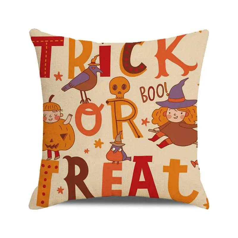 Halloween Decorative Cushion Cover Pumpkin Bat Wizard Ghost Pillowcase Suitable for Home Living Room Sofa Room Decoration