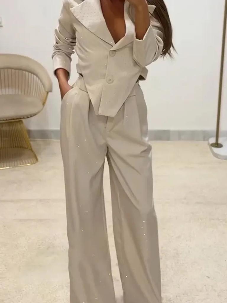 Women's Formal Business Suit Set - Blazer Top & Trousers
