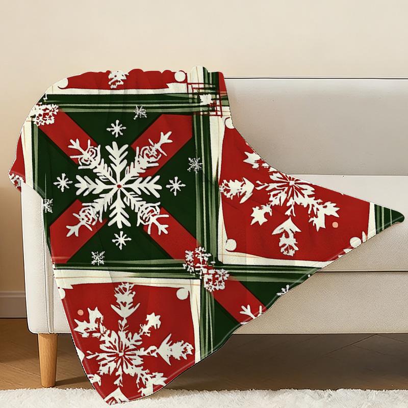Snowflake Collection Soft Fleece Blanket Breathable, Warm & Cozy Holiday Blanket for Home, Winter Decor, Christmas, Halloween & Leisure Use