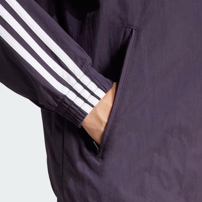 Adidas Originals Striped Retro Sports Stand Collar Zipper Straight Long Sleeve Jacket Men Jacket Purple IZ2416