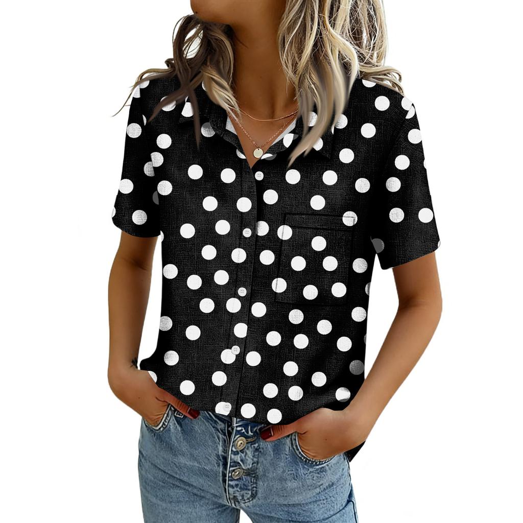 Women Blouses Short Sleeve Button Down Shirts Business Casual Dressy Work Tops Summer Spring Clothes