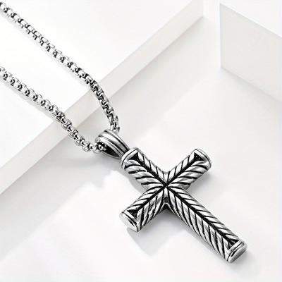 Chaîne en Acier Inoxydable Tendance pour Homme Hip-Hop avec Pendentif Croix - Accessoire Style Punk Rock
