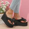 Bowknot Decor Platform Flip Flops for Women Fashion Thick Bottom Wedges Sandals Woman Summer 2025 Super High Heel Beach Slippers