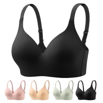 Women Bra Adjustable Shoulder Strap Push-up Anti-snagging Solid Color Full Coverage Wire-free Back Buckle Clousre 3/4 Foam Cup Daily Bra