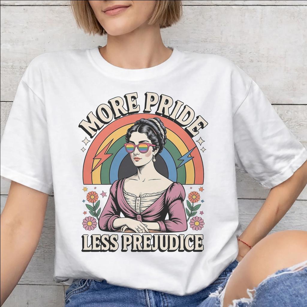 More Pride Less Prejudice Printed T Shirt for Unisex Unisex Cotton Tee Shirt Clothing
