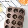 Canele Mold Cake Pan, 12-Cavity Non-Stick Cannele Muffin Bakeware Cupcake Pan for Oven Baking(Champagne Gold)