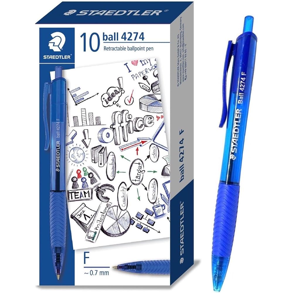 STAEDTLER (STAEDTLER) Ballpoint Pen 0.7mm (F) Blue Ink Set of 10 Retractable Ballpoint Pen Ball4274