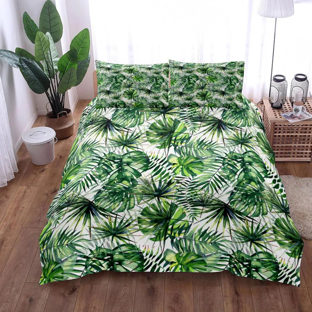 Comforter Tropical Palmtree Leaves Bedding Set King Queen Double Full Twin Single Size Pillow Case Set