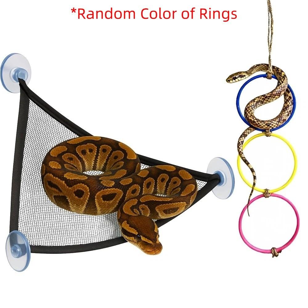 Suction Cup Reptile Hammock Stability Snake Enrichment Toys Rings Swing Perch  Lizards 3 Rings Black Net