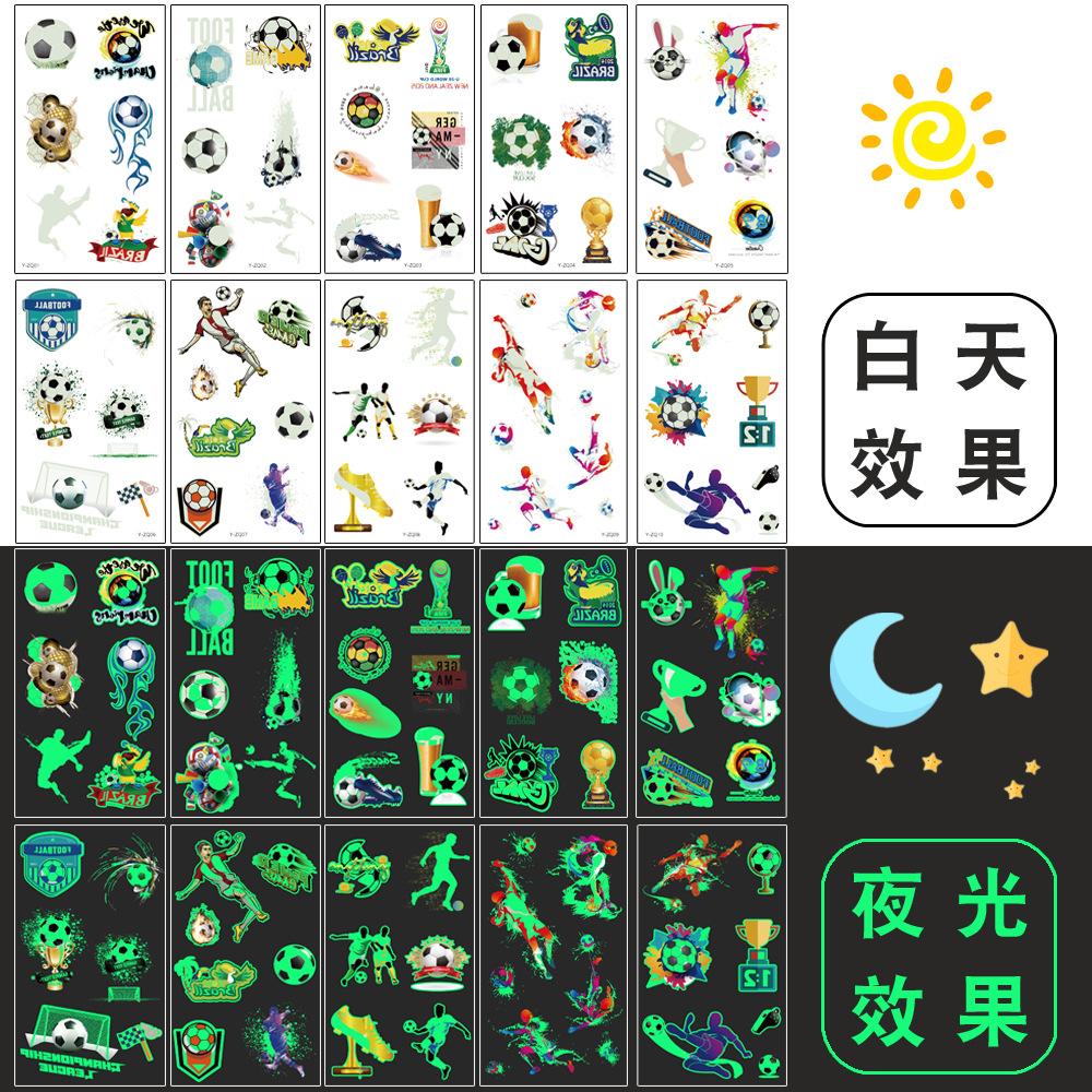Luminous football tattoo sticker World Cup club event fan carnival party temporary face sticker