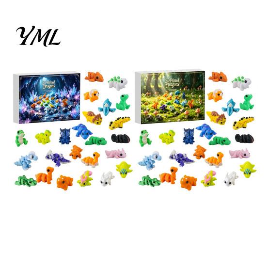Stress Relief Toys for Teens 3D Printed Dinosaur Advent Calendar, 24-Day Mini Articulated Figure Set, Holiday Calendar Kids Christmas Countdown