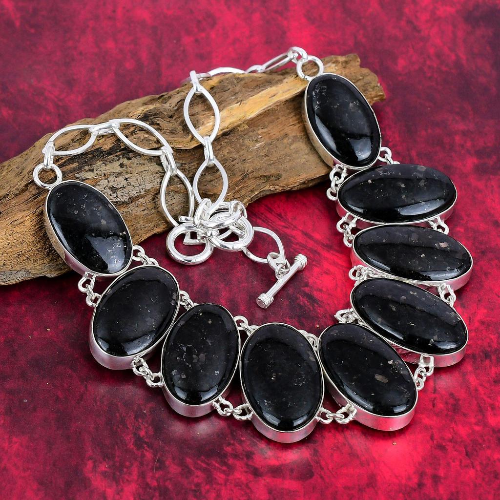 Nummite  Gemstone Jewelry, 925 Solid Sterling Silver Necklace& Bracelet, Designer Jewelry Set, Handmade Bracelet For Gift