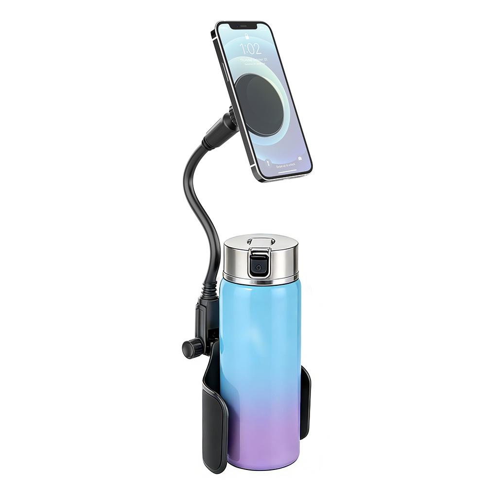 Magnetic Car Cup Holder & Phone Mount with Multi-functional Adjustment