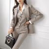 Mood Kevad Sügis Ametlik 3-osaline Riietus Ülikonnad Naised Daamid Riided Kontor Tahked Topid Mantel Bleiser Ülikond ja Vest ja Pükste Komplekt