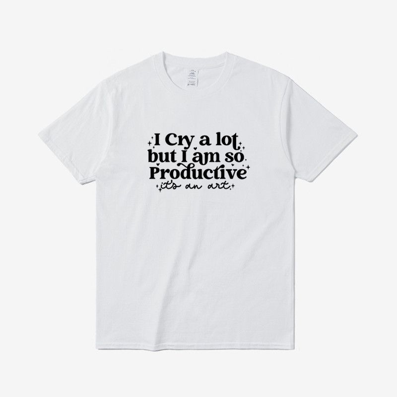 

I Cried A Lot, But I Was Very Effective in Mental Health. Men s and Women s Short-sleeved Clothing Y2K TTPD Pure Cotton T-shirt 4XL