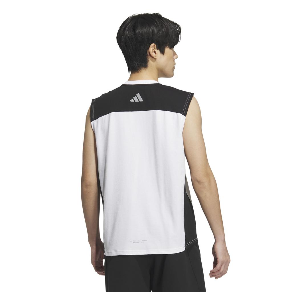 Adidas Adptn Sleeveless Regular Horizontal Textured Double White Size T-Shirt, Fit, Stripes, Knit, Men's, (JM2086), J/3XL