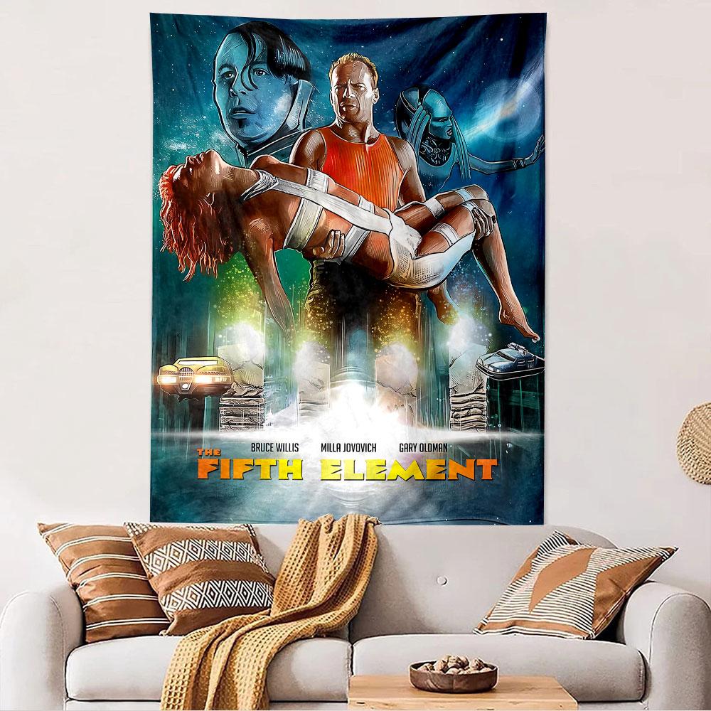 The Fifth Element Tapestry Wall Hanging, Sci-Fi Movie Poster Art, Retro Wall Decor for Bedroom Living Room Dorm