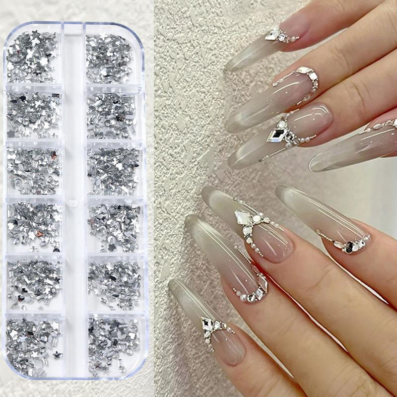50 ks mini kosočtvercové kamínky na nehty s plochým dnem, AB barva, zdobení nehtů, křišťálové drahokamy, oslnivá manikúra, 3D dekorace na nehty