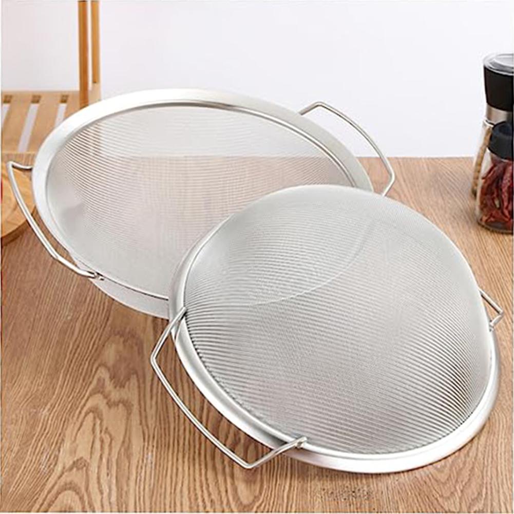 Circular Shape Double Handle Basket Stainless Steel Sieve Effective Sieving